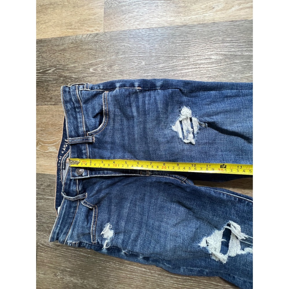 American Eagle High Rise Jegging Womens 8 Dark Blue Distressed Ripped Next Level - Picture 4 of 8